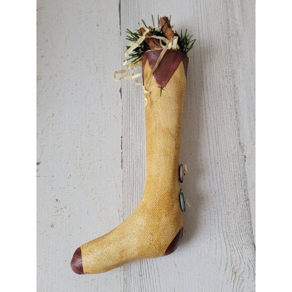 Vintage stocking cinnamon mistletoe ornament Xmas decor - Picture 1 of 5